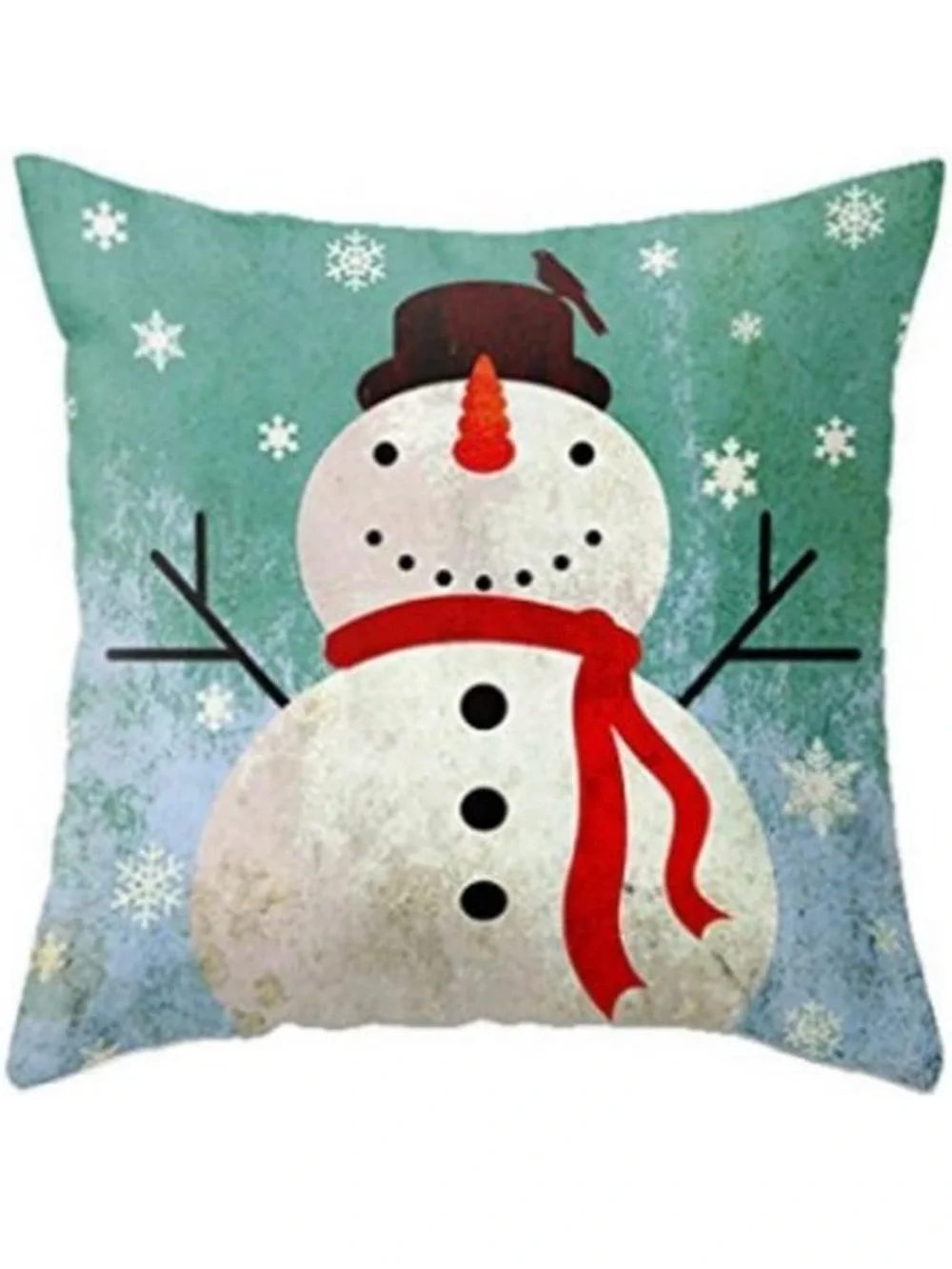Snowman Christmas Pillow Cover 18x18 Winter Holiday Cushion Cover